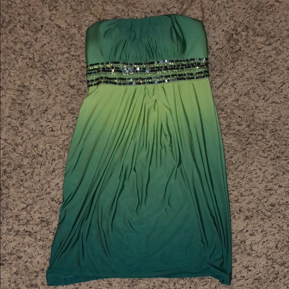 Blue and green formal dress